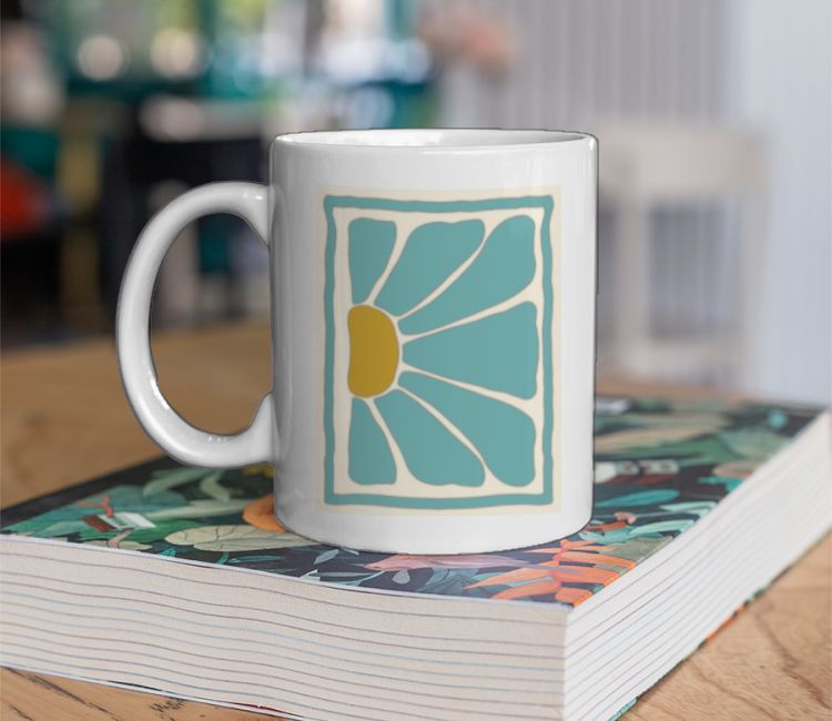 Abstract Petal Bloom - Teal Coffee Mug