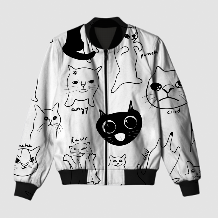 Meme cat doodles Bomber Jacket