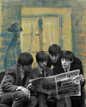 The Beatles X The Window in the Bataille Restaurant by Vincent Van Gogh A3 Poster