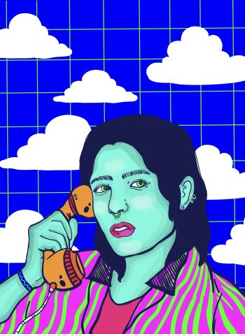 Psychedelic girl calling  A3 Poster