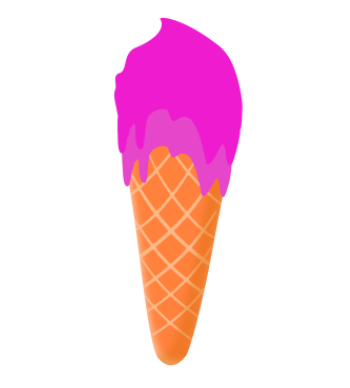 Kawaii Strawberry Cone Ice Cream Illustration A3 Poster