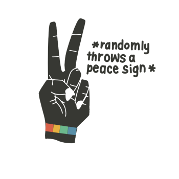 Randomly throws a Peace Sign A3 Poster