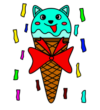 Kawaii Ice Cream Cone Cat Gift A3 Poster