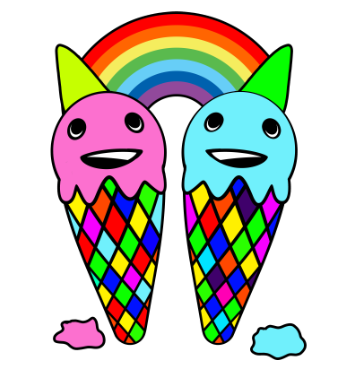 Cute Rainbow Ice cream Illustration A3 Poster