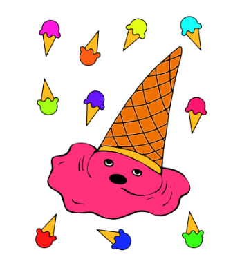 Kawaii Dropped Ice Cream Cone Illustration A3 Poster