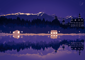 Wintry Night's Reflection A3 Poster