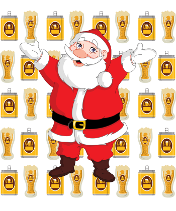 Santa Claus With Beer Rain A3 Poster