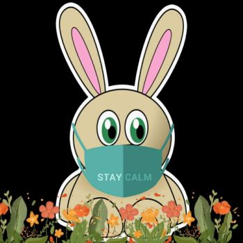 Cute Rabbit with a mask A3 Poster