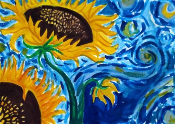 Sunflowers X Starry Night A3 Poster