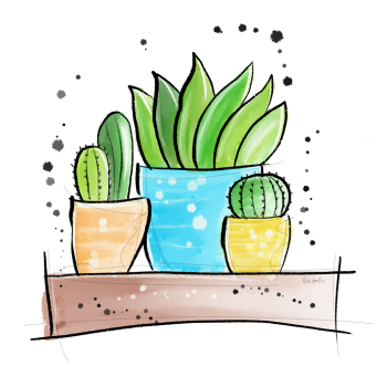 Cute cactus plants  A3 Poster