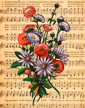 Vintage Botanical on sheet music 
