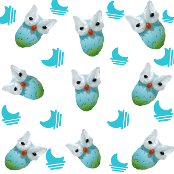 The owl pattern in sky-blue  