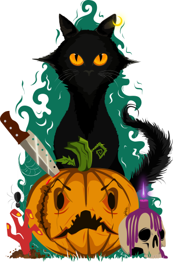 black pumpkin orange cat A3 Poster