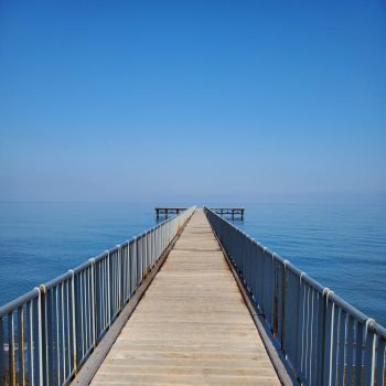 Blue ocean with Bridge A3 Poster