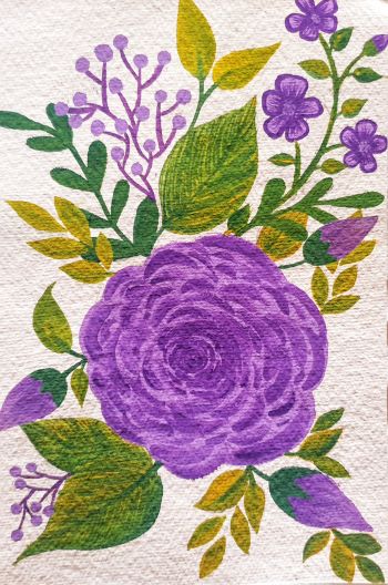 Purple Floral Print {hand-painted art} A3 Poster