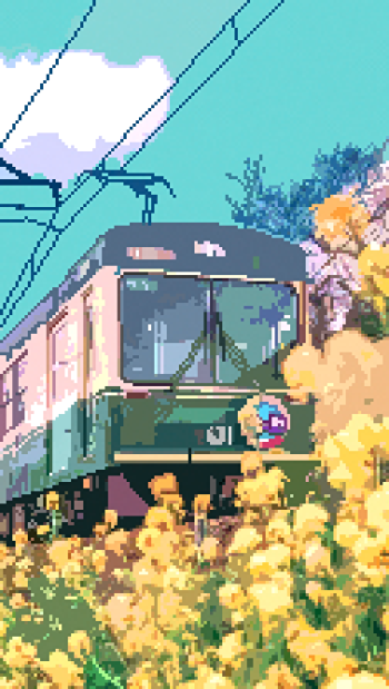 Flowers and a Train A3 Poster