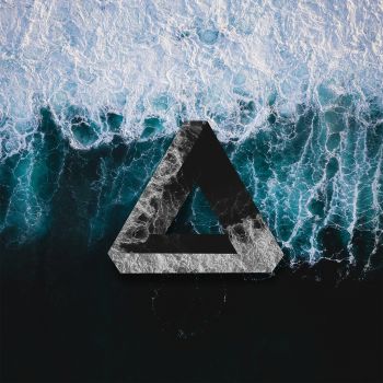 Abstract black and white triangle with blue ocean  A3 Poster