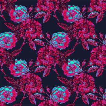 Vintage dark flower pattern  A3 Poster