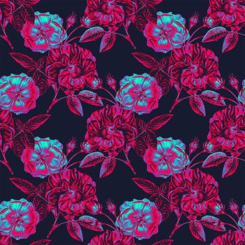 Vintage dark flower pattern  A3 Poster