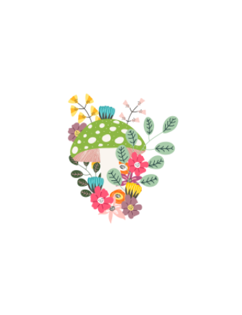 MUSHROOM AND FLOWERS A3 Poster