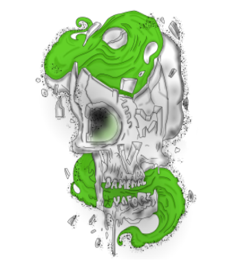 Green Ghost skull A3 Poster