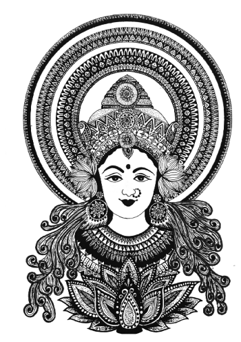 Goddess Lakshmi Doodle Art A3 Poster