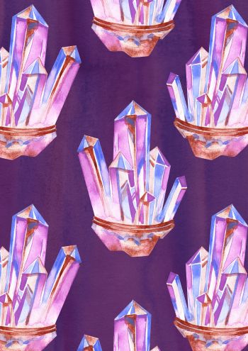 Purple Crystals Pattern A3 Poster