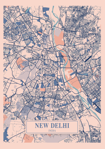 New Delhi Breezy Map A3 Poster