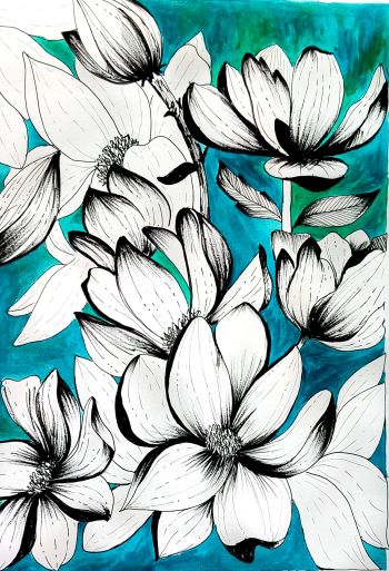 Floral Art Hand drawn design by Ruchira  