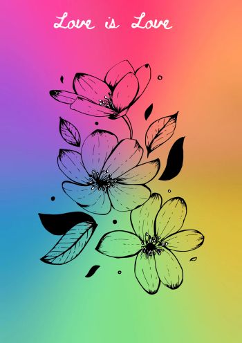 Pride Celebration Floral Hand-drawn aesthetic art print A3 Poster