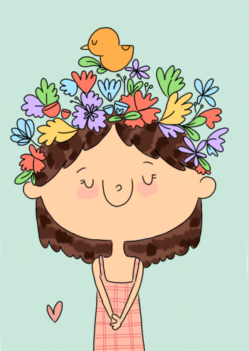 Flower on Head A3 Poster