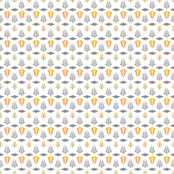 grey and orange leaves tribal seamless print A3 Poster