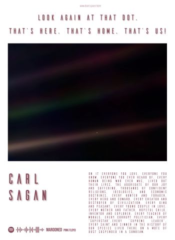 PINK FLOYD X CARL SAGAN - Marooned Pale Blue Dot A3 POSTER A3 Poster