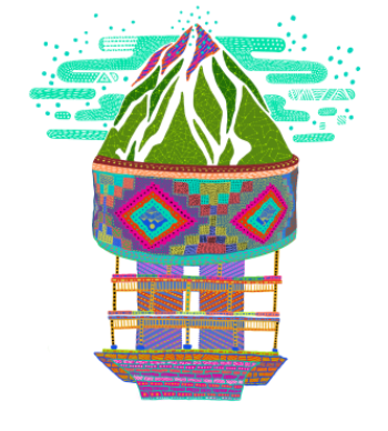 Himachal Himalayan Mountain Life Hat & Traditional House A3 Poster