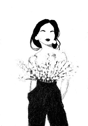 Black & white flower girl A3 Poster