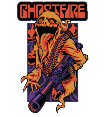 Halloween Evil Ghost with Gun A3 Poster