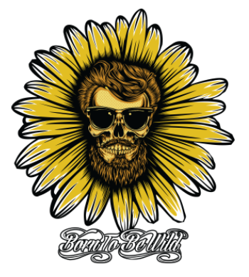 Sunflower Skull Born To Be Wild A3 Poster