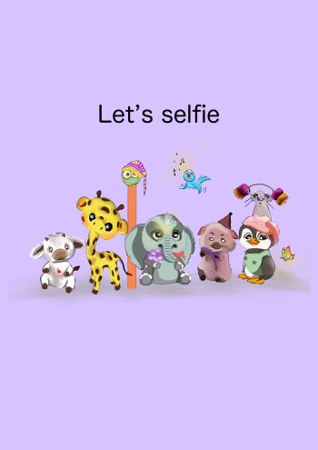 Cute animal- let’s selfie! A3 Poster