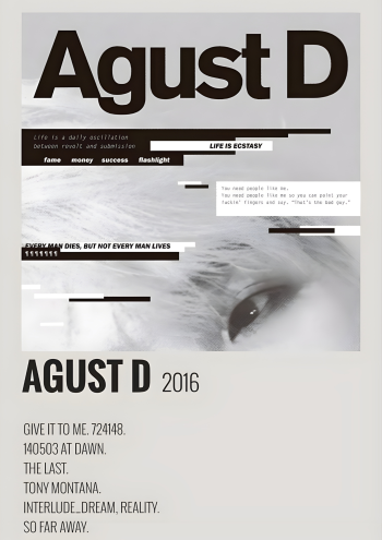 Agust D minimal poster A3 Poster