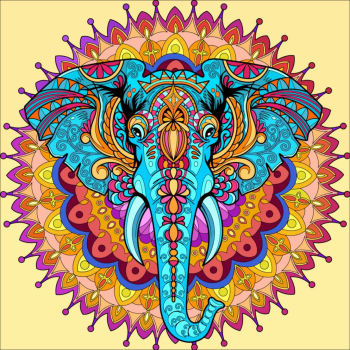 Elephant Mandala  A3 Poster