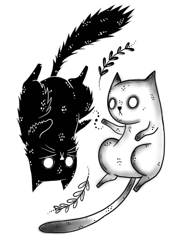Yin and Yang cats A3 Poster