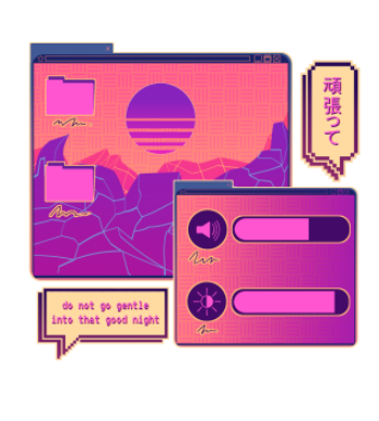 vaporwave retro open tabs A3 Poster