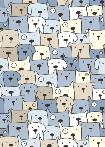 Doodle Happy dog illustration A3 Poster