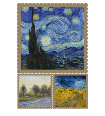 van gogh stamps A3 Poster