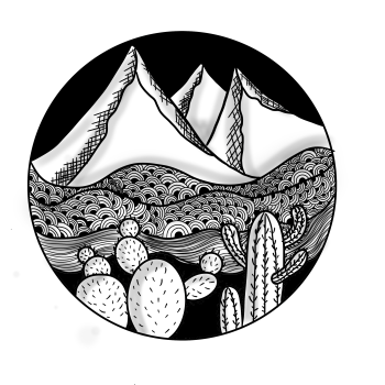 Mountains and cactus A3 Poster