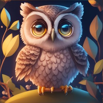 cute owl illustration A3 Poster