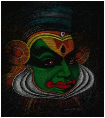 Kathakali scribble art A3 Poster