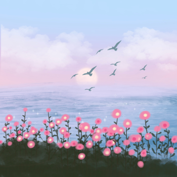 Landscape Flowers Illustrator A3 Poster