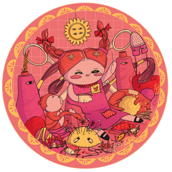 sewing doll print A3 Poster