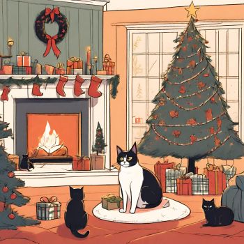 Christmas with my cats A3 Poster